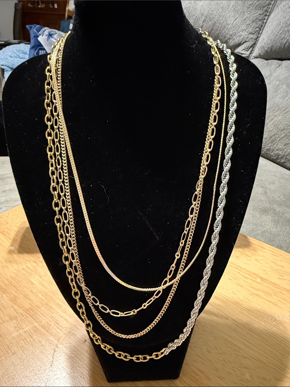 Plunder Gold and Silver Layered Multi-Chain Necklace